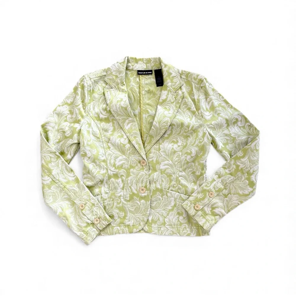 DKNY Light Green Floral Patterned Blazer‎ Y2K - M